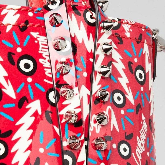 Christian Louboutin Red Patent Leather North/South Ginzana Cabata Mini Tote Bag - Picture 6 of 13